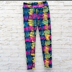 2for$15 3for$20 NEW LuLaRoe Leggings - black with blue pink green orange lines